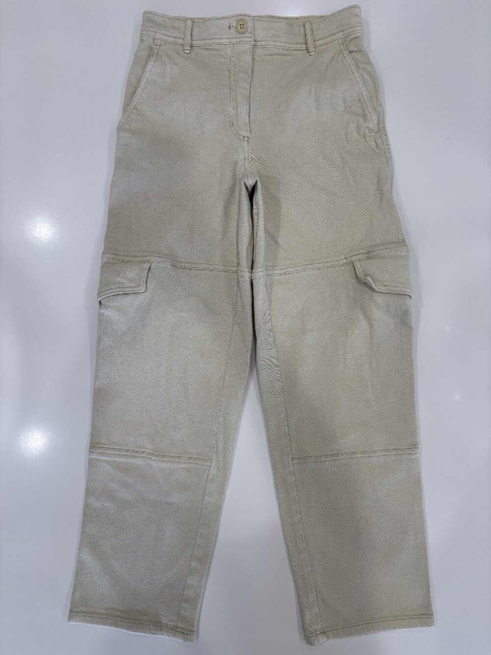 Wilfred Free Cargo Straight Leg Jeans Cream Oat Cotton Utility Modern Aritzia